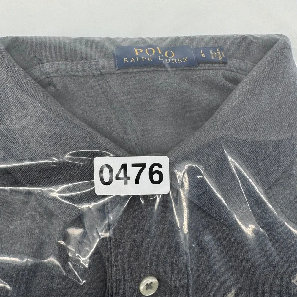 Polo Ralph‎ Lauren Mens Large Heather Grey Short Sleeve Pony Logo Polo Shirt